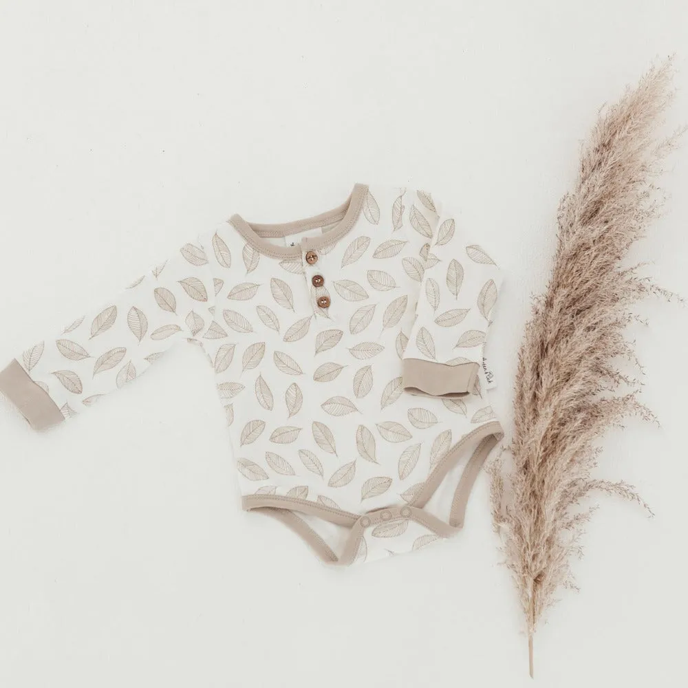 Aster and Oak Leaf Henley Onesie