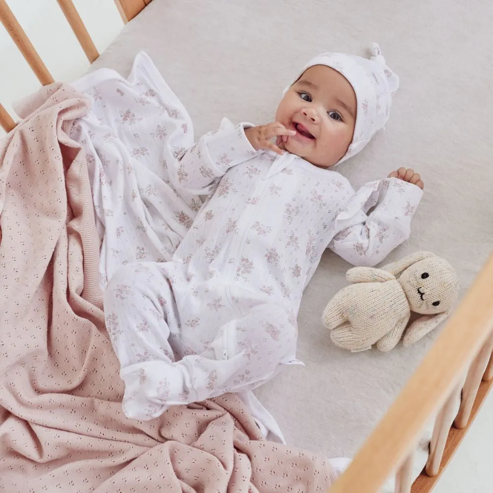 Aster and Oak Posie Floral Zip Romper