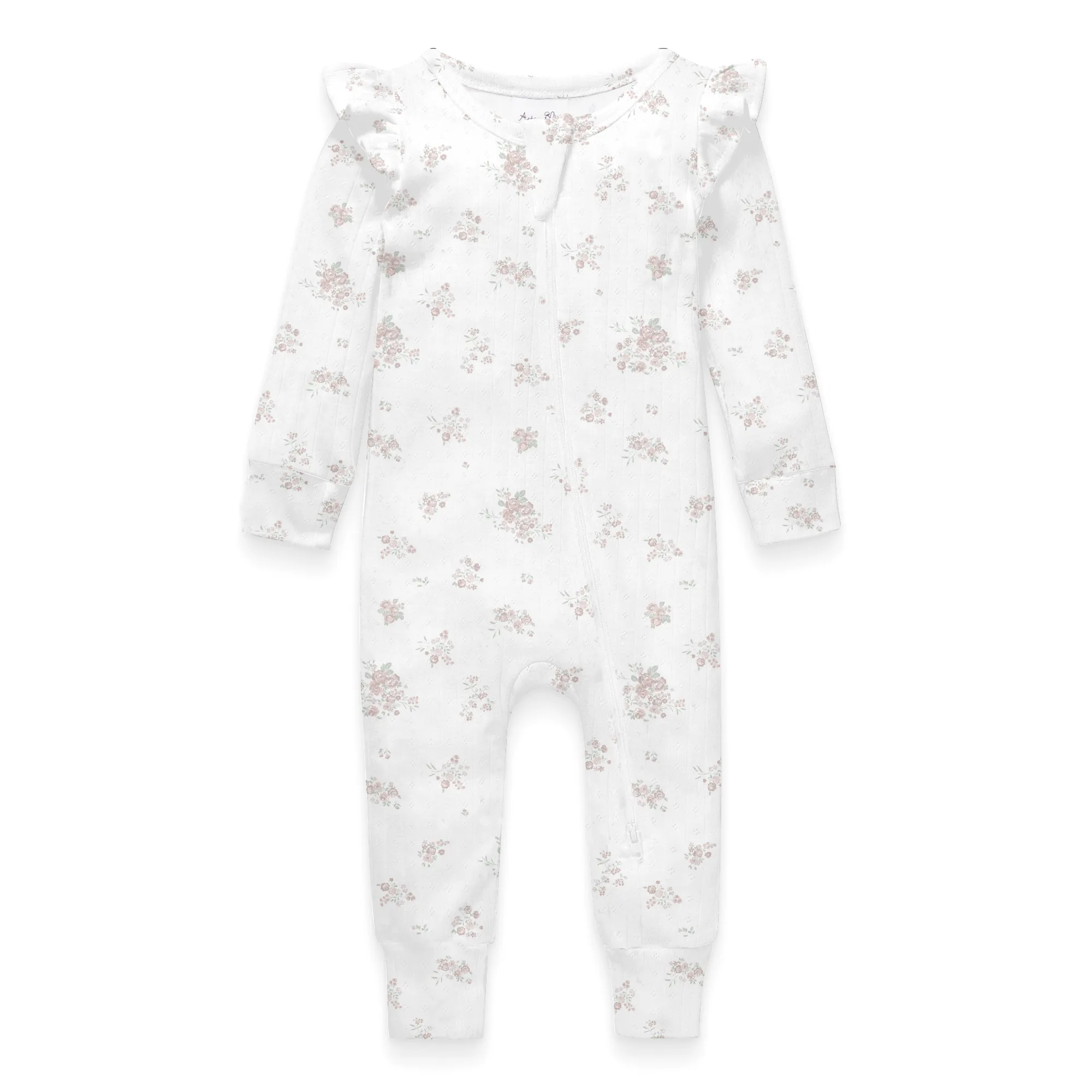 Aster and Oak Posie Floral Zip Romper