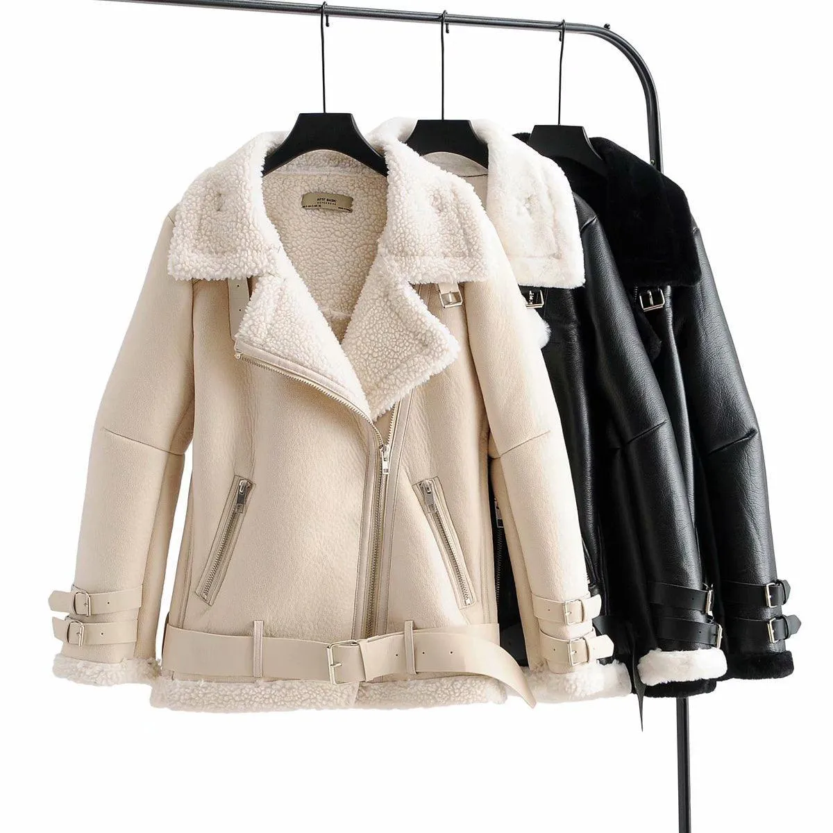 Autumn and Winter New Warm Fur All-in-one Leather Jacket