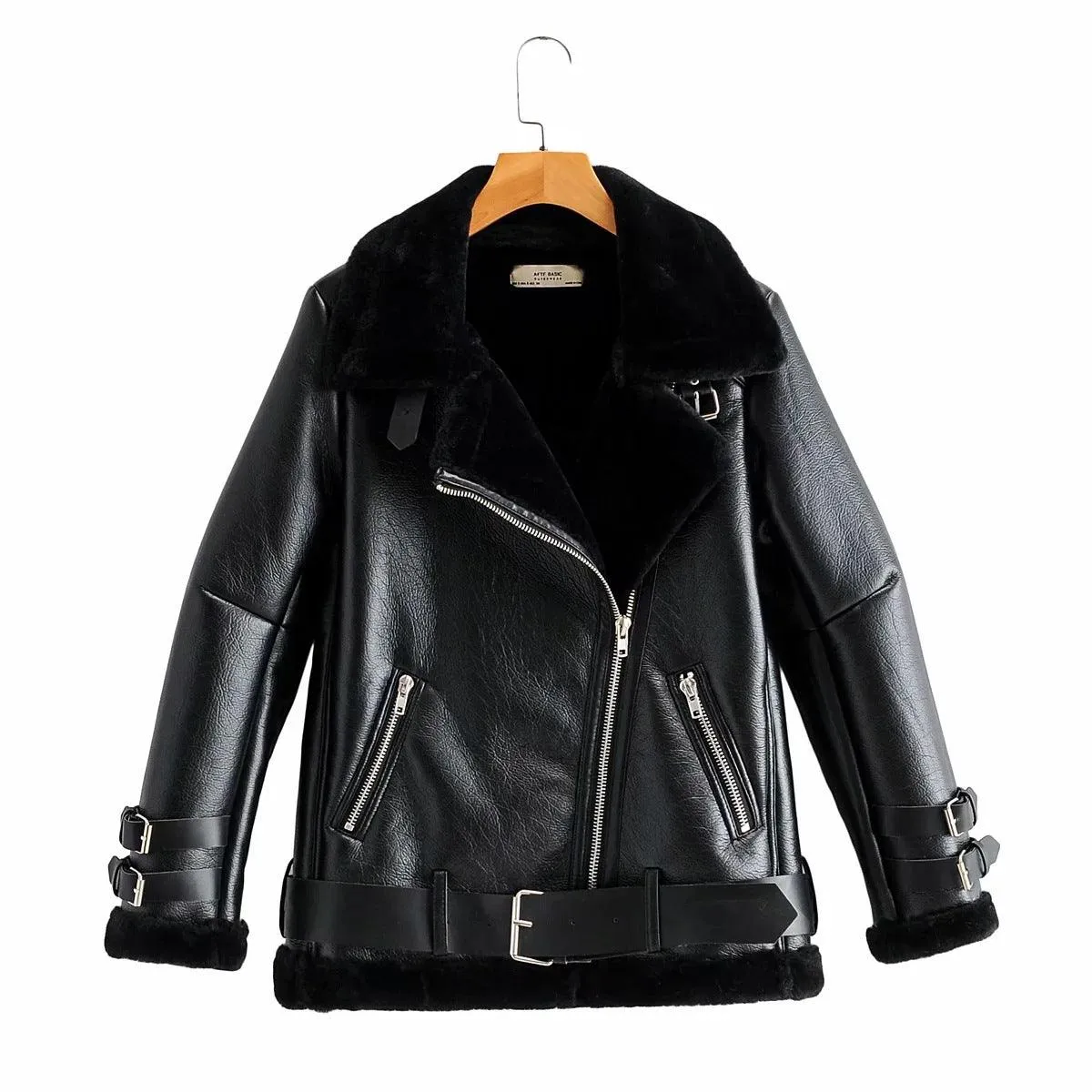 Autumn and Winter New Warm Fur All-in-one Leather Jacket