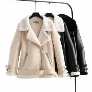 Autumn and Winter New Warm Fur All-in-one Leather Jacket