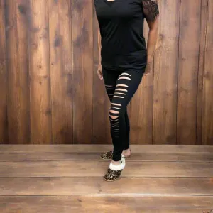 Black Razor Cut Leggings