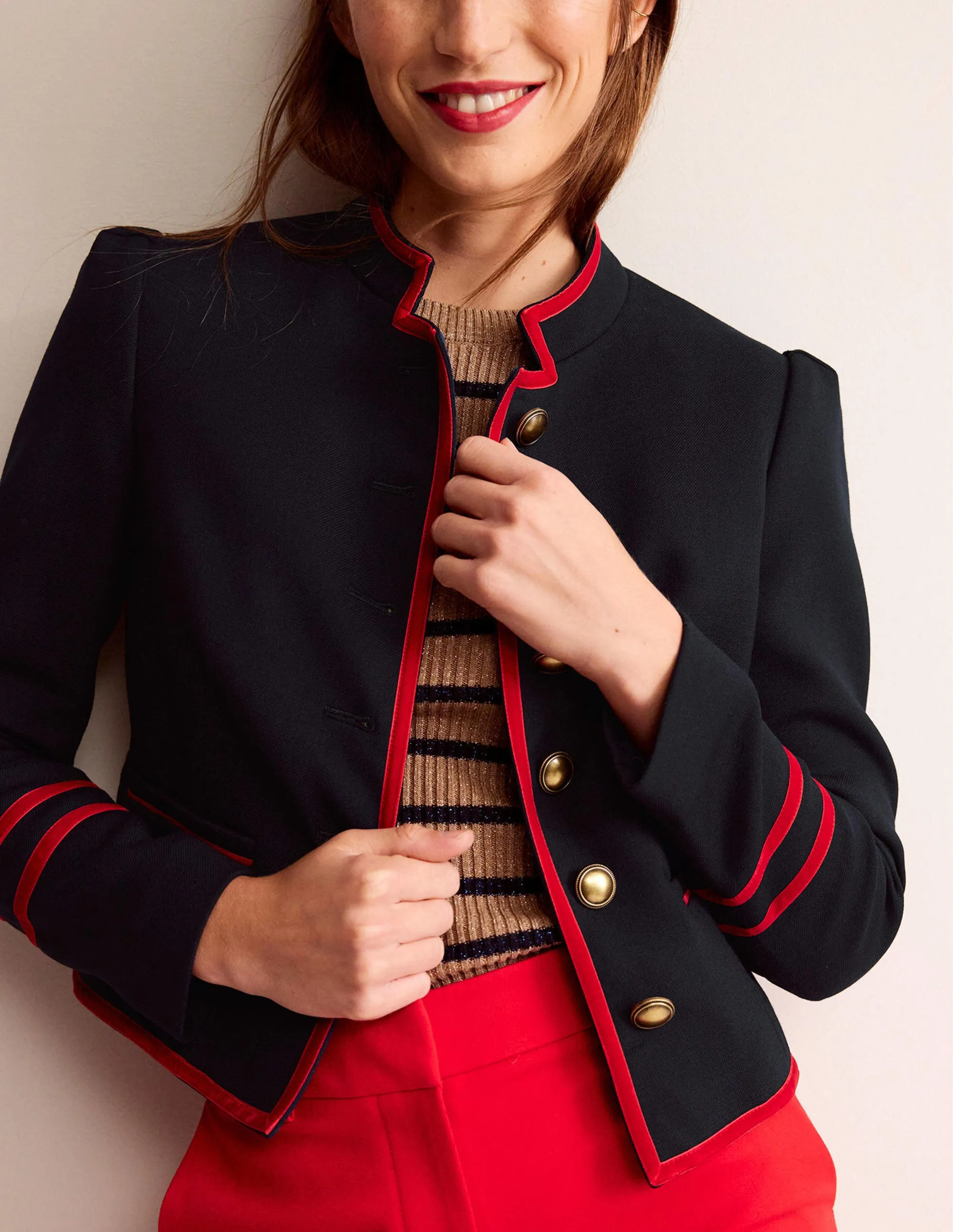 Cambridge Military Jacket-French Navy,Red Trim