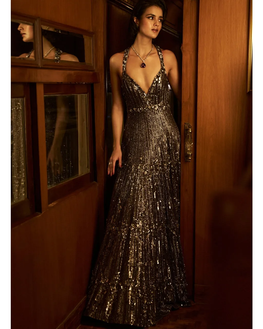 Gun Metal Sequin Gown