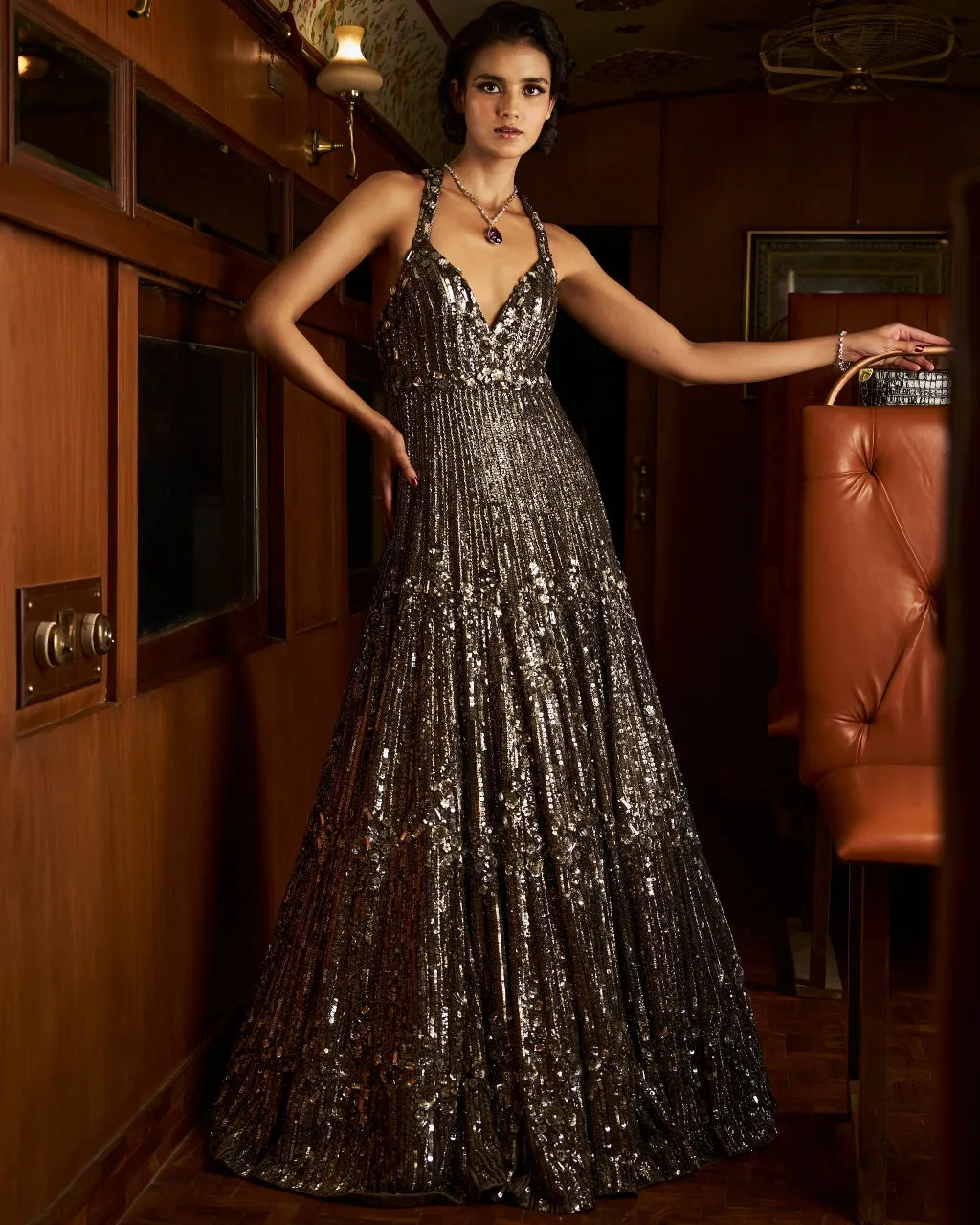 Gun Metal Sequin Gown