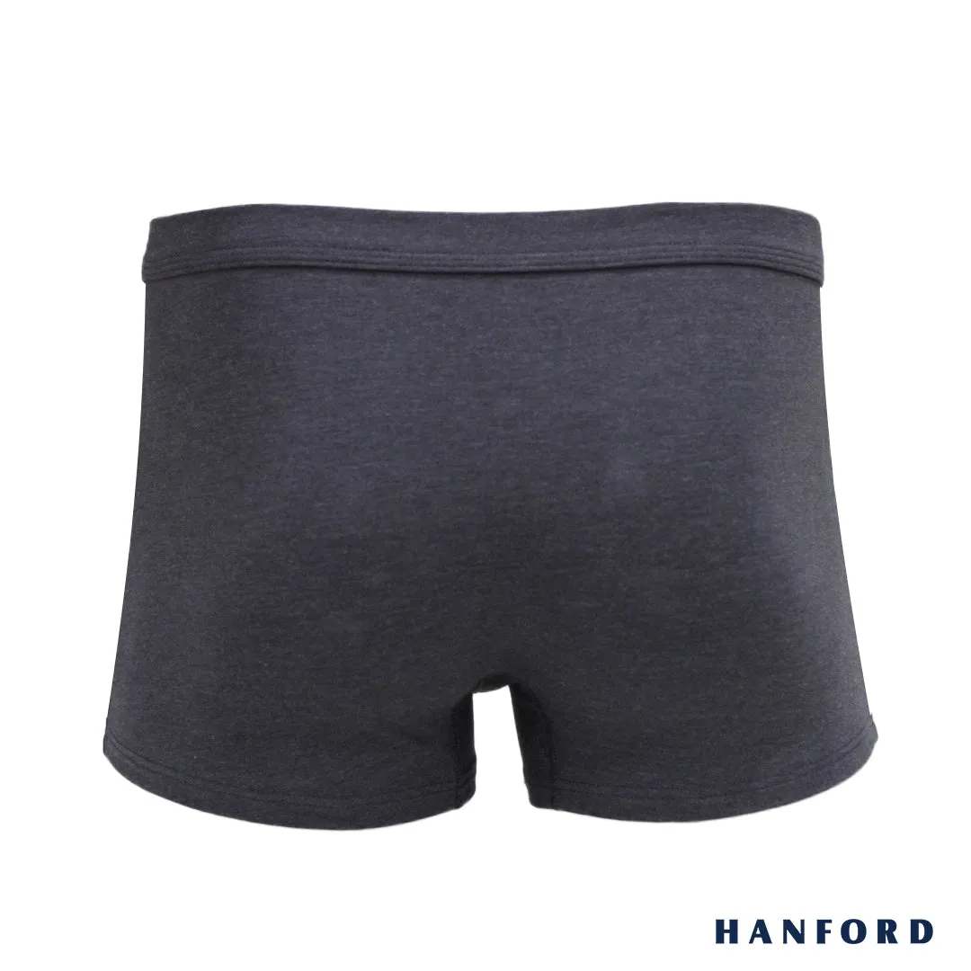 Hanford Men Cotton w/ Spandex Inside Garter Boxer Briefs - Hudson/Black Melange (Single Pack)