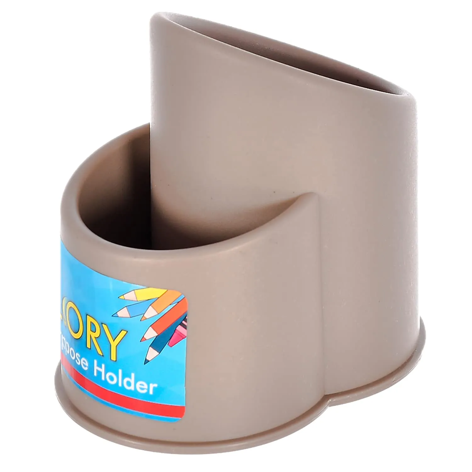 Heart Home Multiuses Plastic Holder/Stand For Kitchen, Bathroom, Office Desk, Living Room Uses With 2 Section (Brown)-46HH0408
