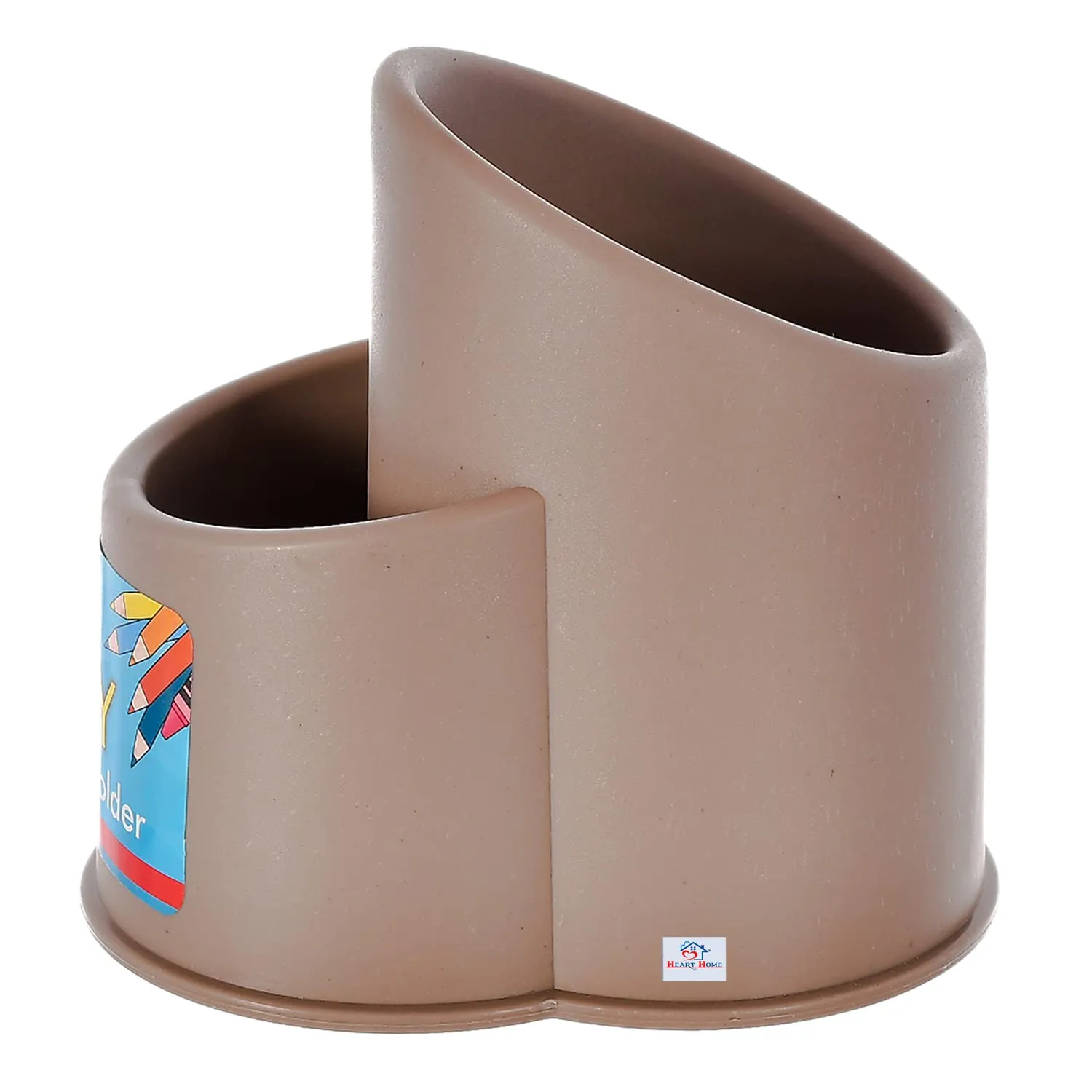 Heart Home Multiuses Plastic Holder/Stand For Kitchen, Bathroom, Office Desk, Living Room Uses With 2 Section (Brown)-46HH0408