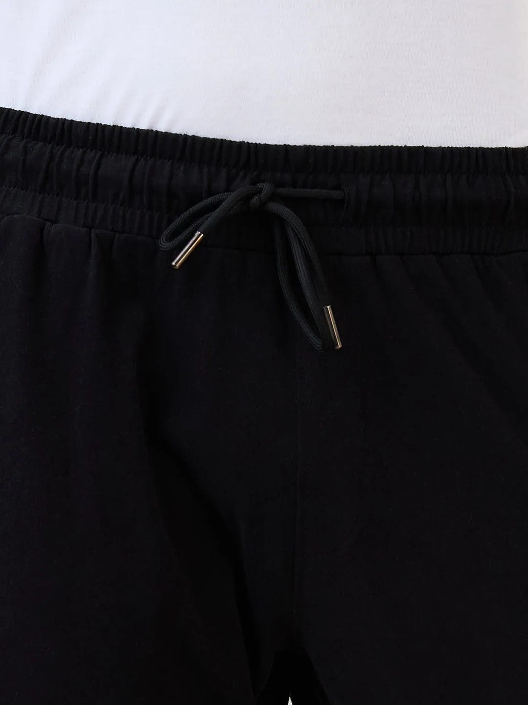 Sleepz Men Black Solid Regular Fit Cotton Trackpant