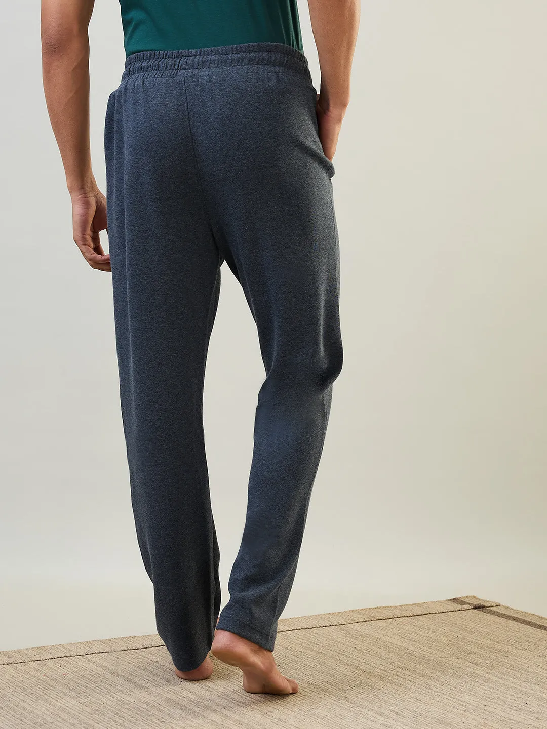 Sleepz Men Grey Solid Regular Fit Cotton Blend Trackpant