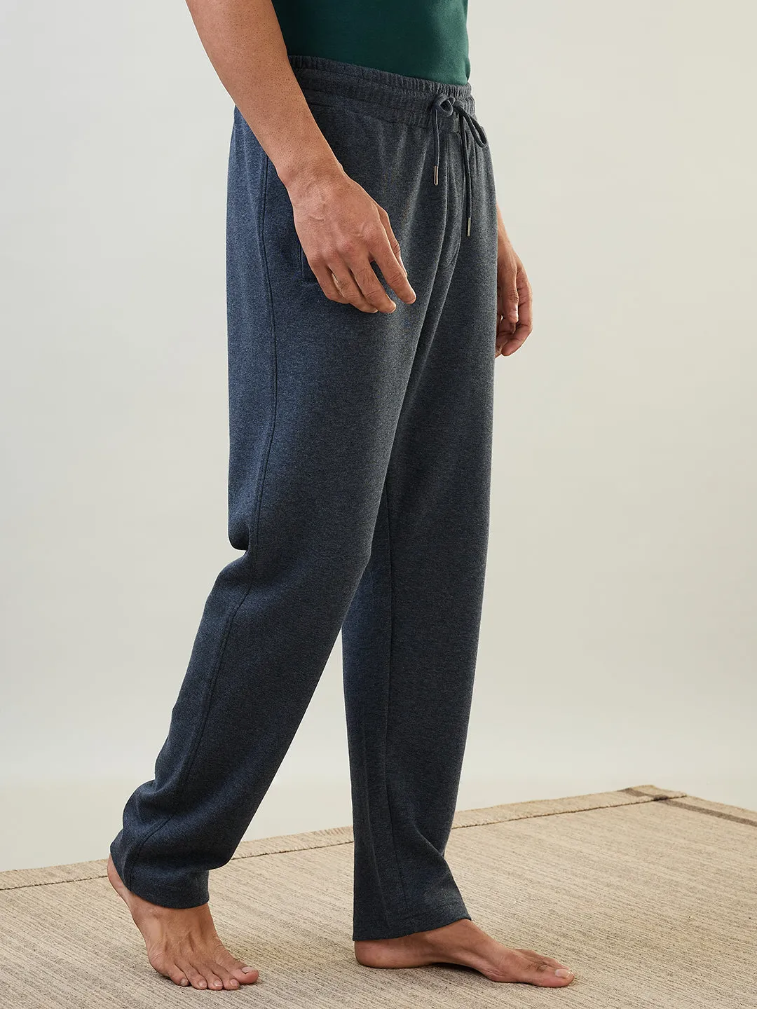 Sleepz Men Grey Solid Regular Fit Cotton Blend Trackpant