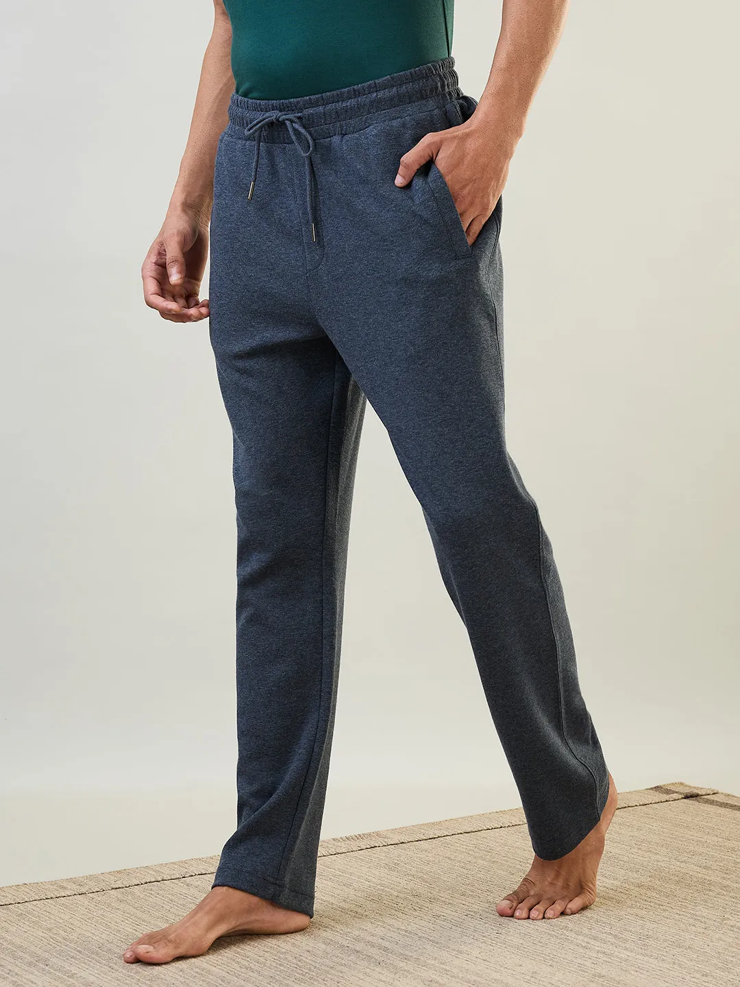 Sleepz Men Grey Solid Regular Fit Cotton Blend Trackpant