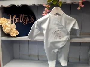 'Sofia' Tiny Baby Blue All in One with Teddy Bear
