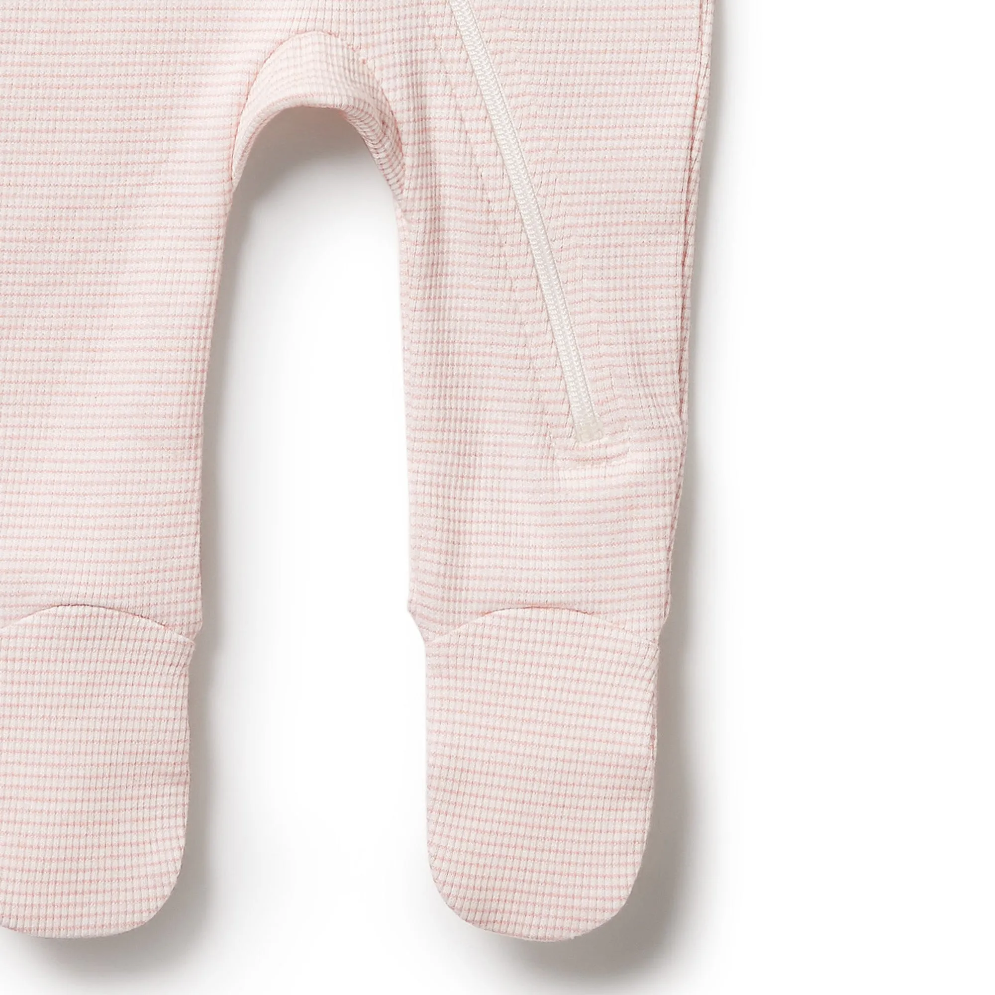 Wilson and Frenchy Organic Stripe Rib Zipsuit with Feet - Cantaloupe