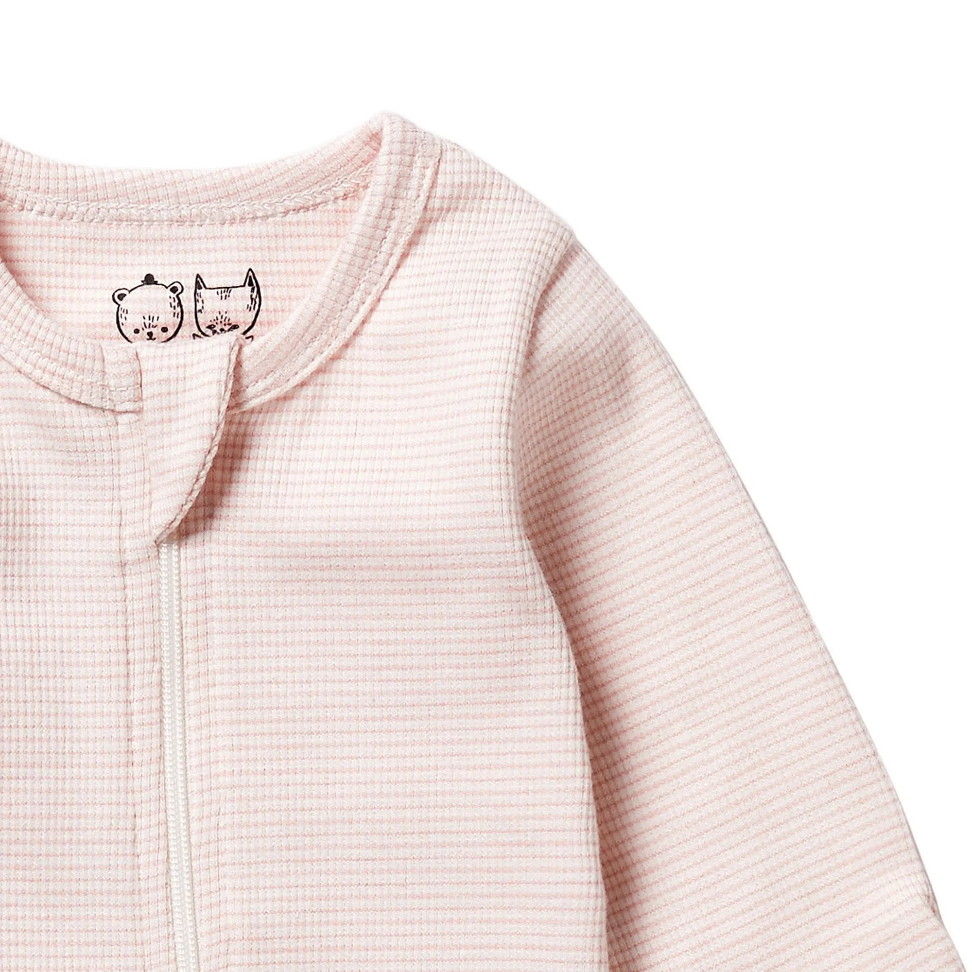 Wilson and Frenchy Organic Stripe Rib Zipsuit with Feet - Cantaloupe