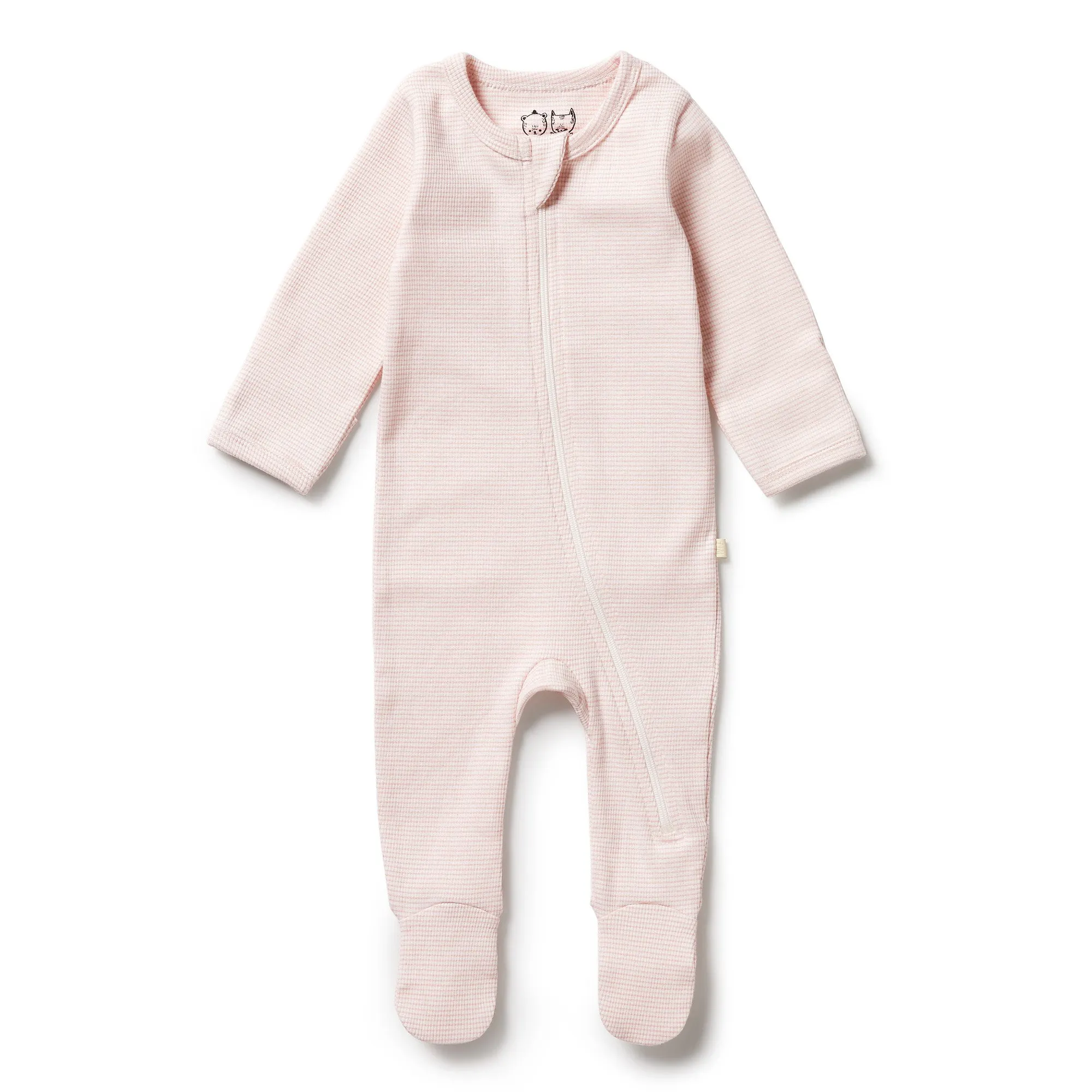 Wilson and Frenchy Organic Stripe Rib Zipsuit with Feet - Cantaloupe